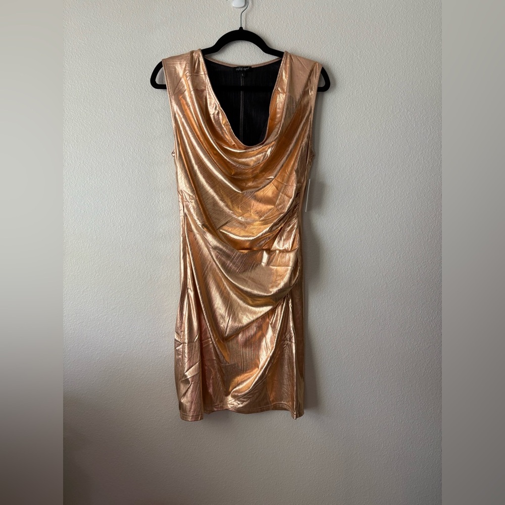 Wishlist Metallic Rose Gold Mini Dress